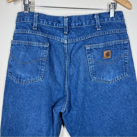 Carhartt Mens Straight Relaxed Fit Blue Denim Work Jeans 100% Cotton Size 36x30 - Picture 6 of 9